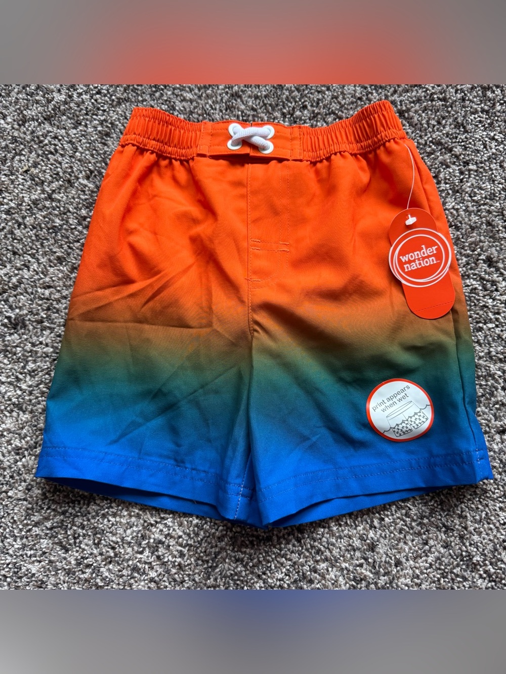 NEW Toddler Boys Orange and Blue Ombre Swim Trunks